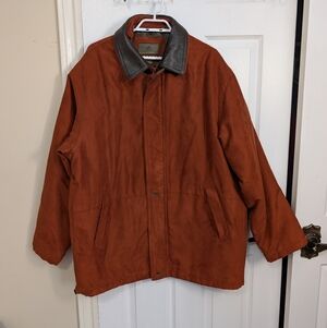 Rainforest Men's Suede Leather Thermolite Brown Jacket with Black Collar Size XL